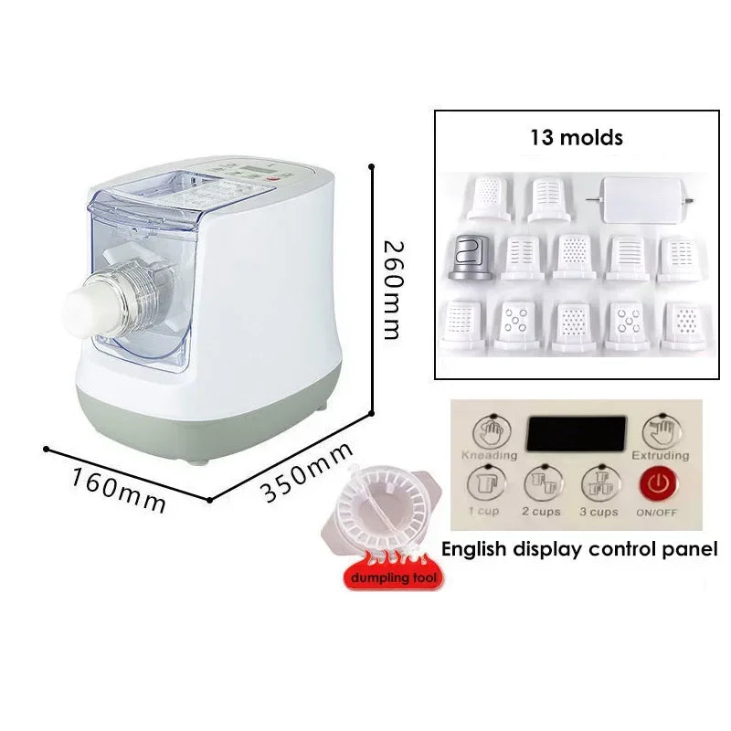 220V/ 110V Electric Automatic Noodle Maker Machine Multifunction Pasta Maker Dough Roller Dumpling Skin Machine Various Shapes