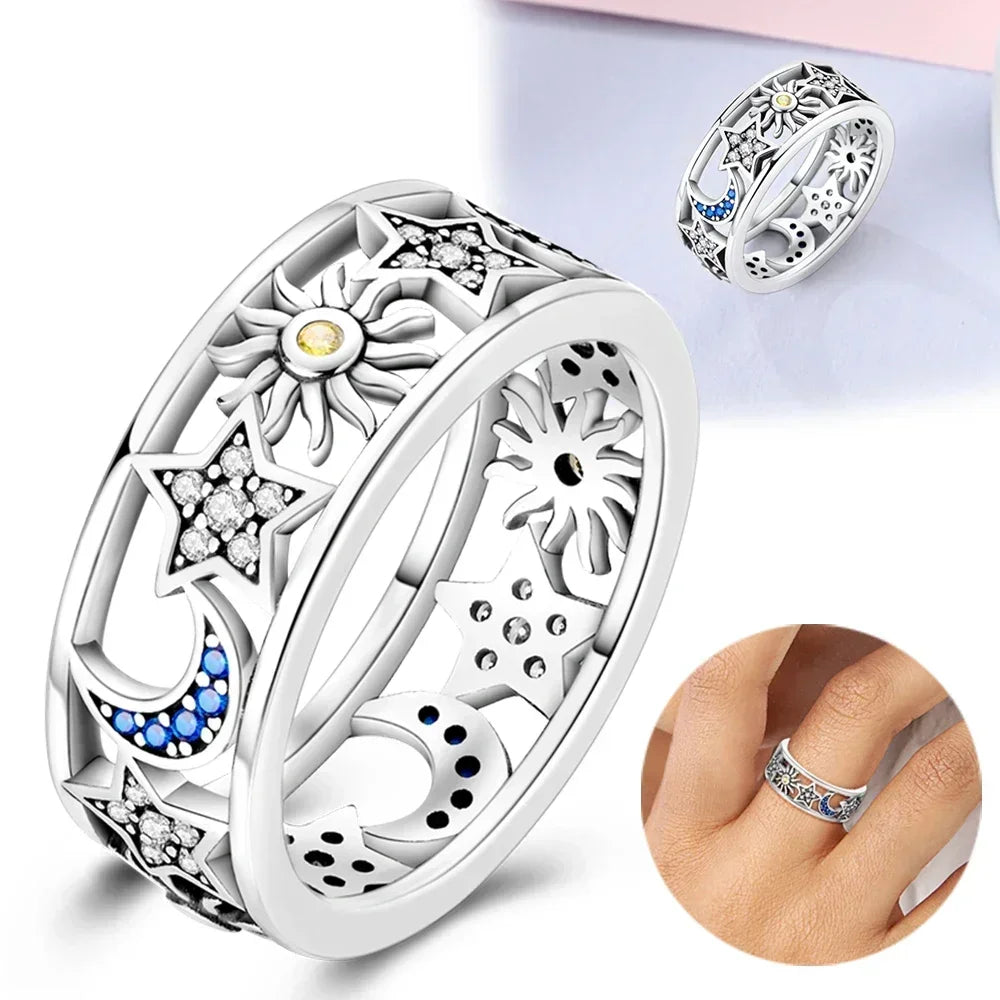 New 925 Sterling Silver Rings Stackable Infinite Heart Daisy Flower for Women Original Silver 925 Wedding Ring Jewelry Gift