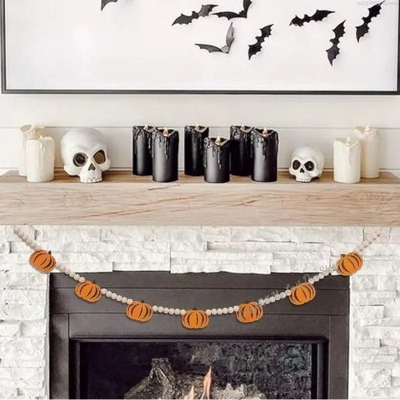 Fall Pumpkin Banner autumn Thanksgiving festival Happy Halloween eve Party Fireplace Mantle Wall home patio garden Decoration