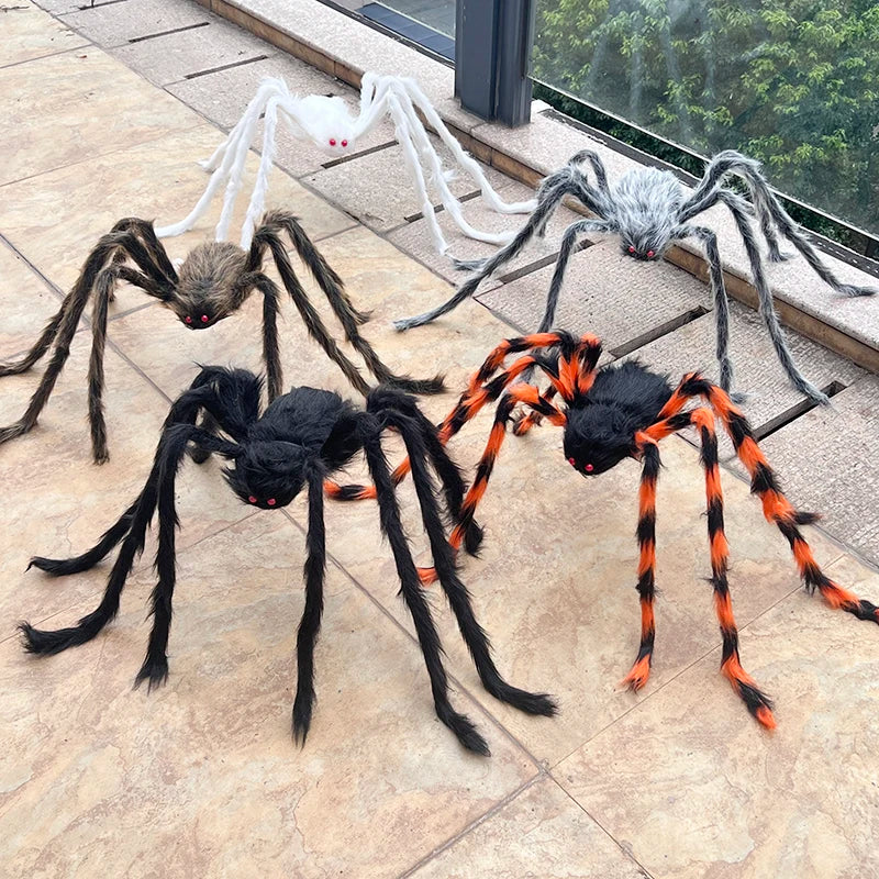 Halloween Black Giant Spider Scary Artificial Plush Spider Home Bar Haunted House Scene Ornament Prop Holiday Outdoor Decoration