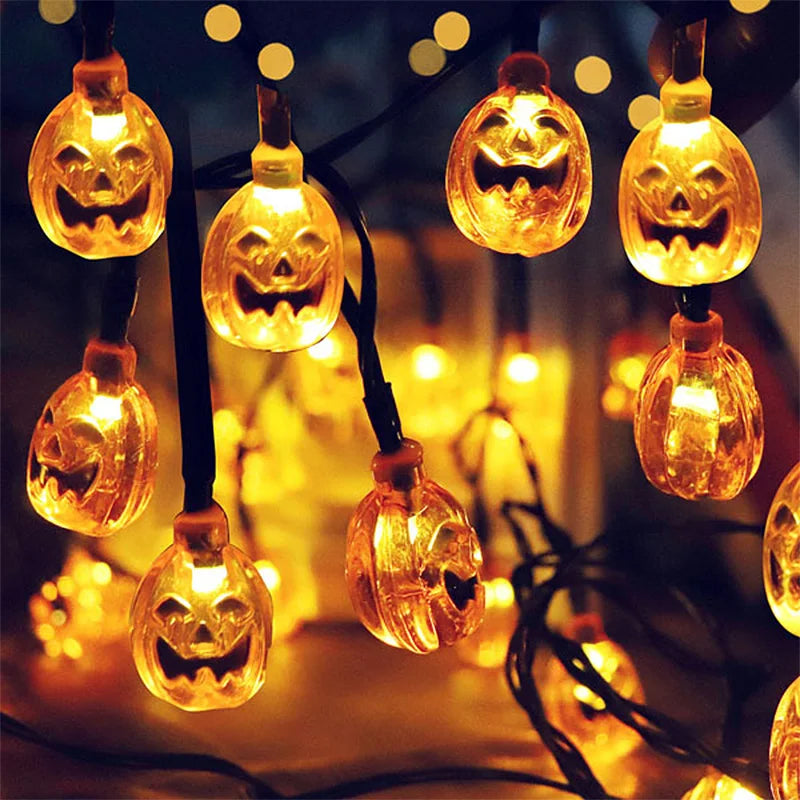 150CM 10LED Halloween LED String Lights Glow Ghost Skeletons Pumpkin For Home Decor Outdoor Halloween Party Decoration Supplies