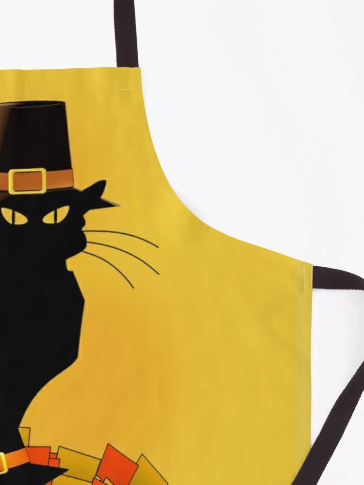 Thanksgiving Le Chat Noir With Turkey Pilgrim Apron Women's Home Clothes Costume Waiter Kitchen Chef Waterproof women Apron