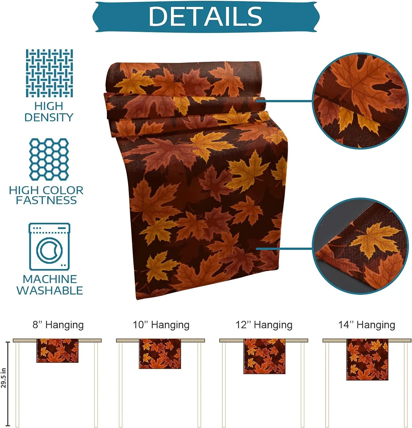 Fall Thanksgiving Maple Leaf Linen Table Runner Dresser Scarves Farmhouse Kitchen Dining Table Runners Wedding Party Decorations