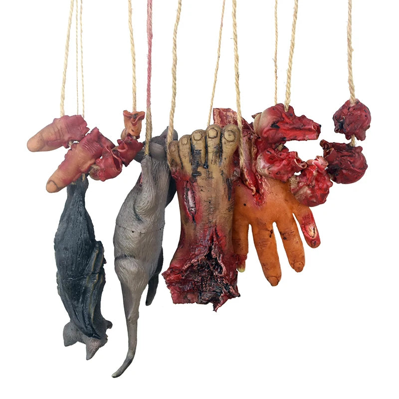 Horror Halloween Ornament Hanging Pendant Scary Bloody Mouse Bat Finger Hanging Props Haunted House Halloween Decorations