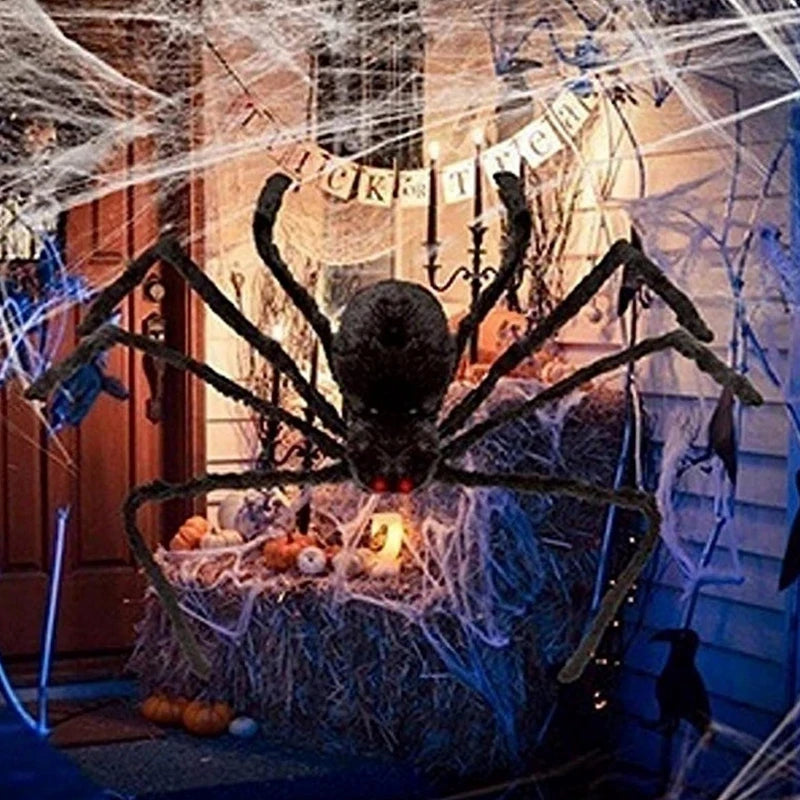 Halloween Spider Decoration Outdoor Black Soft Hairy Scary Spider Realistic Large Spider Props for Home Yard Party Decoration