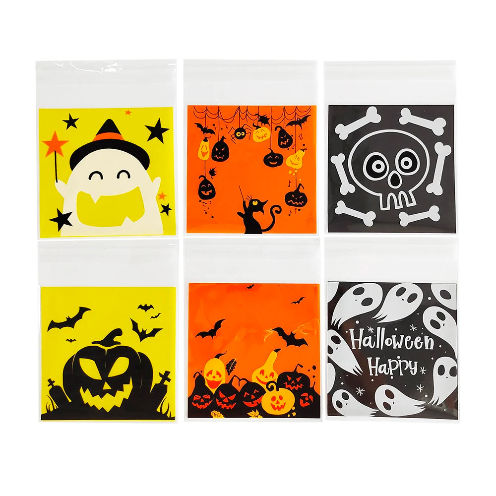 Halloween Gift Bags Halloween Candy Cookie Cone Bags Pumpkin Bat Spider Plastic Pouch for Kids Gift Halloween Decoration 2024