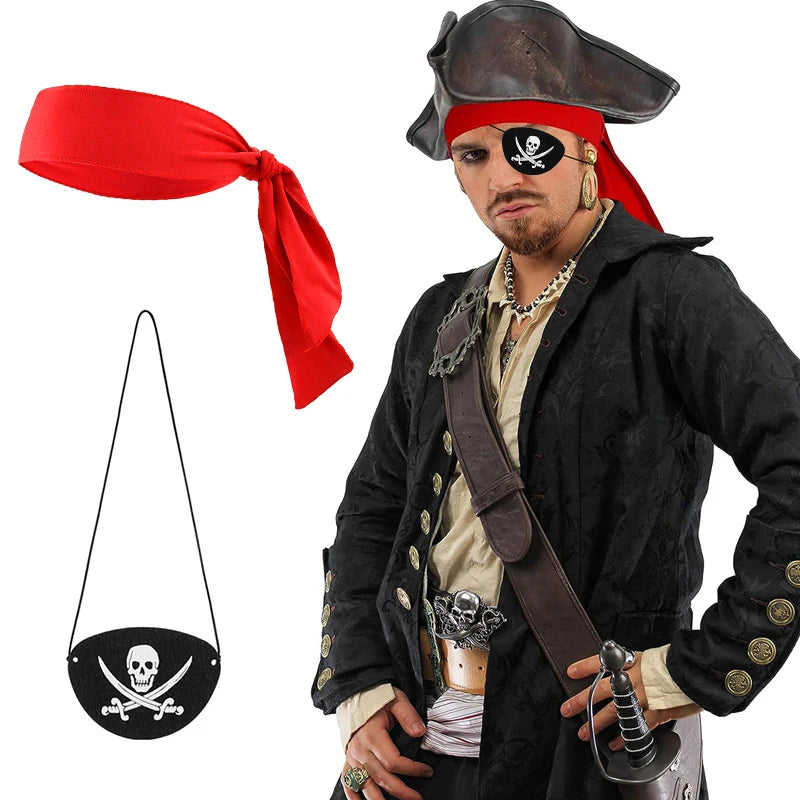 Pirate Party Cosplay Costume Headband Eye Patches Children Adult Halloween Birthday Party Decoration Supplies Props Captain Hat