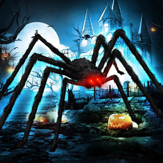 Halloween LED Glow Plush Spider Halloween Decoration Party Props Outdoor Big Spider Decoration Chamber Trick A Prank  Big Spider