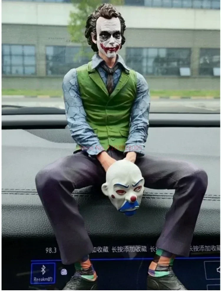 Anime Detective Comics Joker Sitting Action Mafex Figure Suicide Squad Joker Supervillain Model Doll Car Decoration Toys Gift