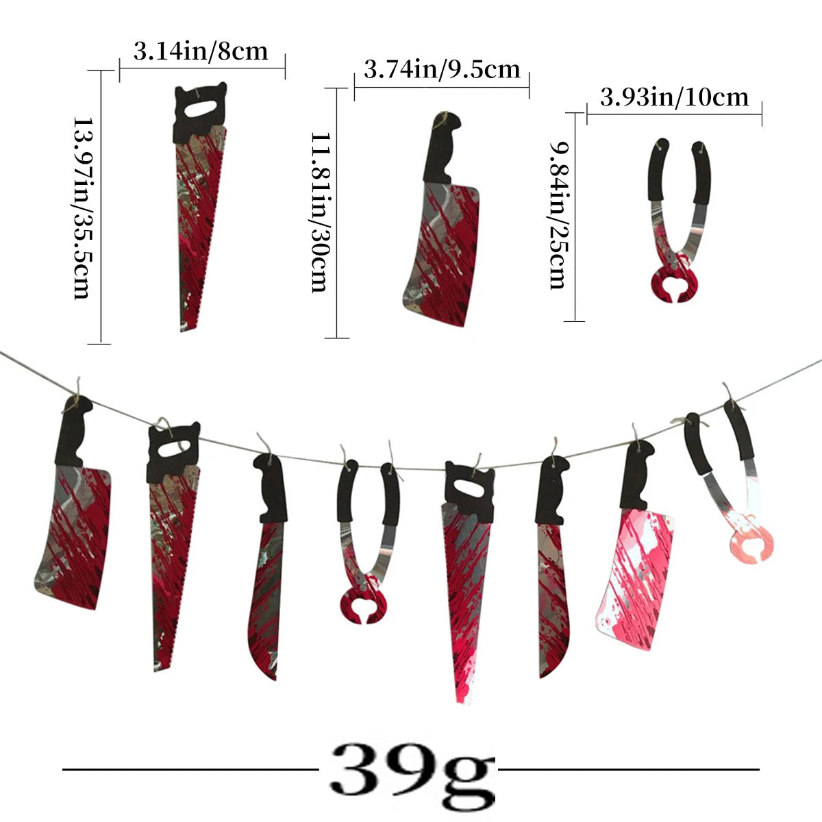 Halloween Pull Flag Hotel KTV Haunted House Horror Bar Horror Props Decoration PVC Blood Knife Pull Flower Tricky Pendant Banner