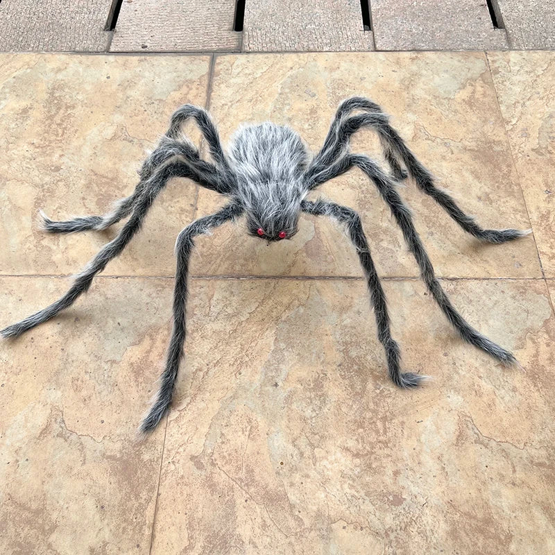 Halloween Black Giant Spider Scary Artificial Plush Spider Home Bar Haunted House Scene Ornament Prop Holiday Outdoor Decoration