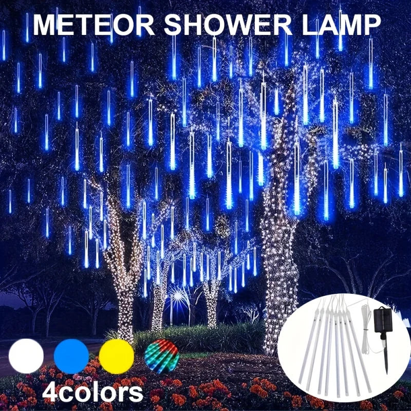 1pc Solar Powered Meteor Rain String Lights Waterproof for Outdoor Garden Tree Holiday Party Halloween Christmas Decorations