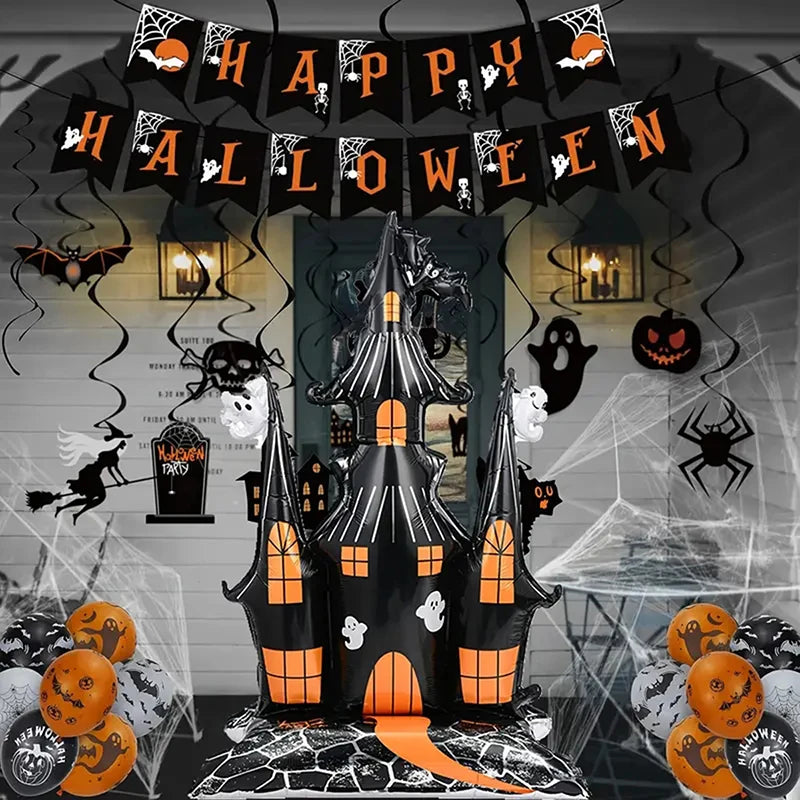 150*105cm Large Halloween Haunted Castle Base Aluminum Foil Balloon Halloween Party Indoor and Outdoor Decoration Balloon