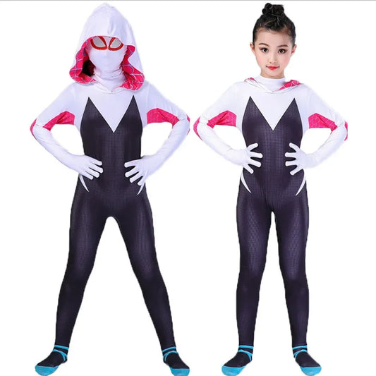 3D Kids Women  Spider Gwen Costume Gwendolyn Maxine Stacy Zentai Suit Spidergirl Cosplay Halloween Costumes For Girls