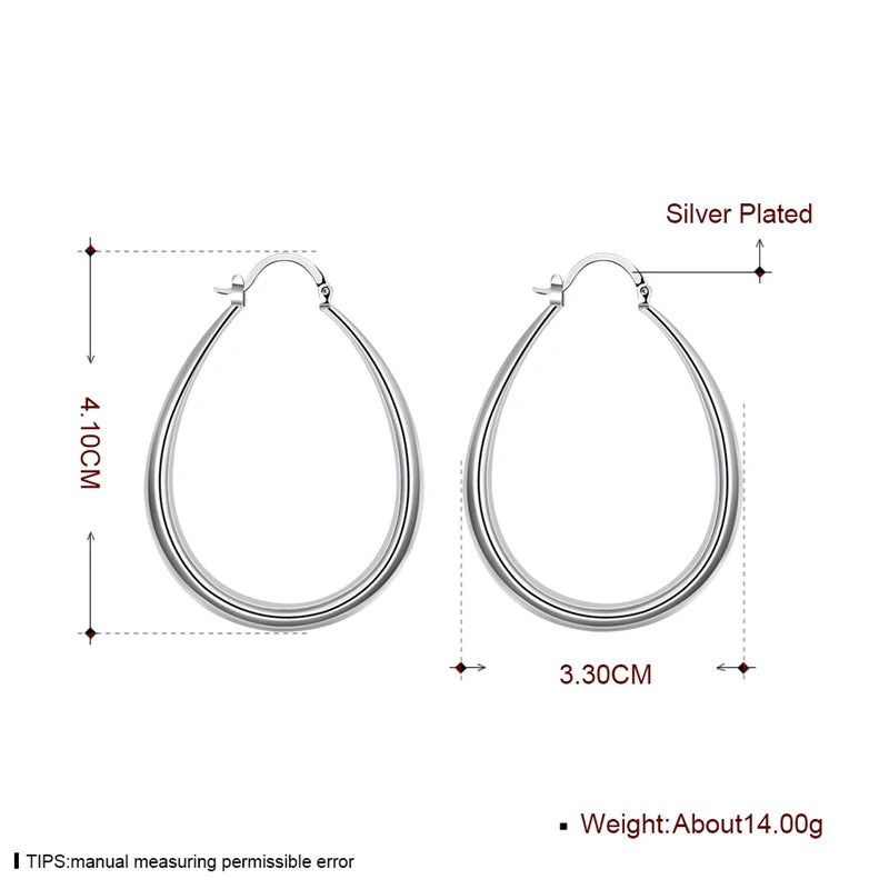 SAIYE  925 Sterling Silver Smooth Solid Circle U Round Hoop Earring For Women Wedding Engagement Party Fashion Jewelry