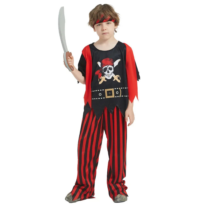 Kids Pirate Costume Captain Jack Pirate Toy Halloween Dress Up Set Kid Adventure Robbery Costume Toy Accessories Gift