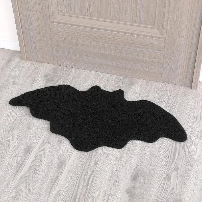 Black Spider Web Halloween Rug Bathroom Rug for Halloween Decor Spooky Gothic Bath Mat Non-Slip Tufted Mat for Front Door Living