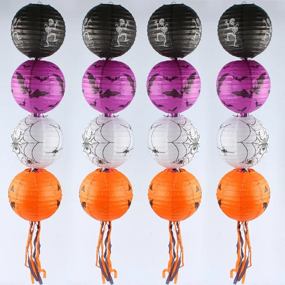 1pc Halloween Paper Lanterns Pumpkin Spider Bat Skeleton Lanterns for Halloween Party Decorations Indoor Outdoor Party Supplies