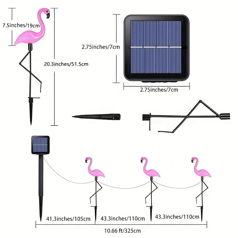 1/3pcs Garden Outdoor Flamingo LED Stake Lights Solar Powered Waterproof For Lawn Patio Backyard Halloween Decorations Lights