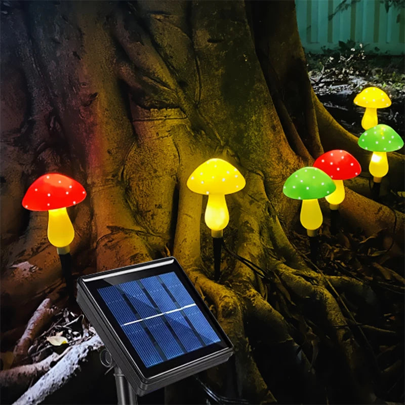 Solar Mushroom Light Garden Outdoor Decor 8 Modes Waterproof Mushroom Lamp Pathway Landscape Yard Easter Halloween Xmas Sunlight