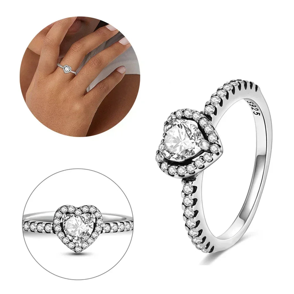 New 925 Sterling Silver Rings Stackable Infinite Heart Daisy Flower for Women Original Silver 925 Wedding Ring Jewelry Gift