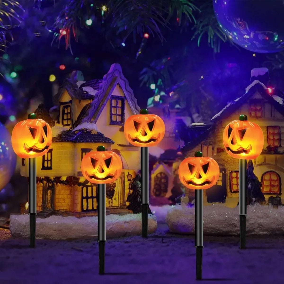 1 Set Halloween Pumpkin Garden Solar Stake Lights Outdoor Waterproof Decorative Pumpkin Lamp Suitable For Halloween Theme Decor