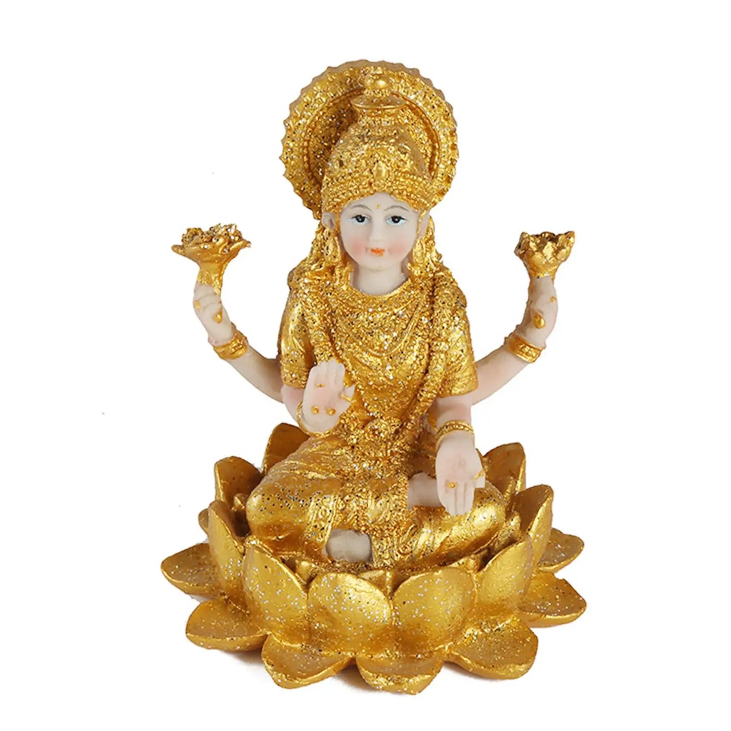 Mini Hindu Goddess Indian Gold Buddha Figurine Meditation Resin Gift Prosperity Yoga Room for Altar Garden Diwali Shrine Office