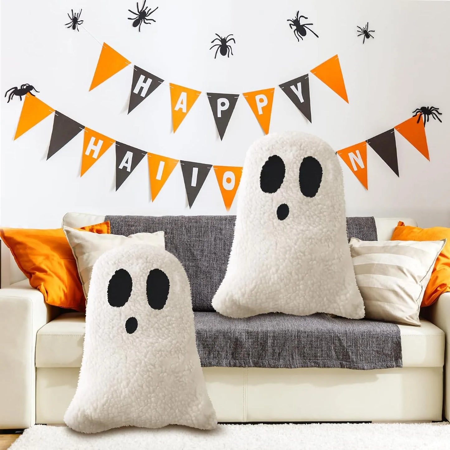 2 Pcs Halloween Throw Pillows Decorative Spooky Pillows For Sofa Bed Couch Stuffed Halloween Pillow For Party Outdoor Home Decor