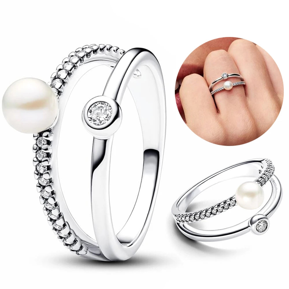 New 925 Sterling Silver Rings Stackable Infinite Heart Daisy Flower for Women Original Silver 925 Wedding Ring Jewelry Gift