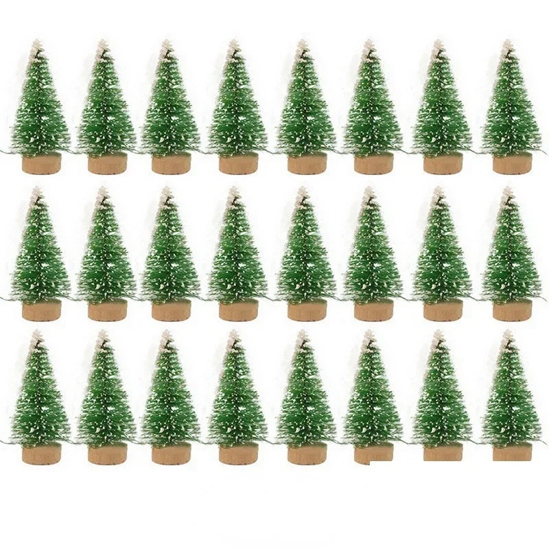 12 Piece DIY Mini Christmas Tree Sisal Silk Cedar - Desktop Decoration Small Christmas Tree - Gold S Blue Green White Mini Tree