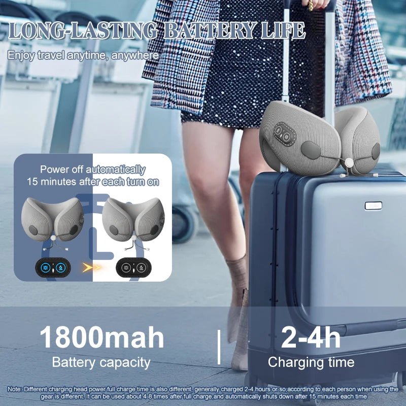 Portable U-Shaped Travel Pillows For Airplanes 3mode Heated Massage Memory Foam Ergonomic Neck Pillows For Pain Relief Sleeping