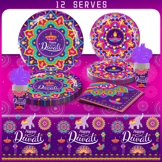 Diwali Festival Theme Birthday Decorations Party Disposable Tableware Paper Napkins Cups Plates Tablecloths Straw