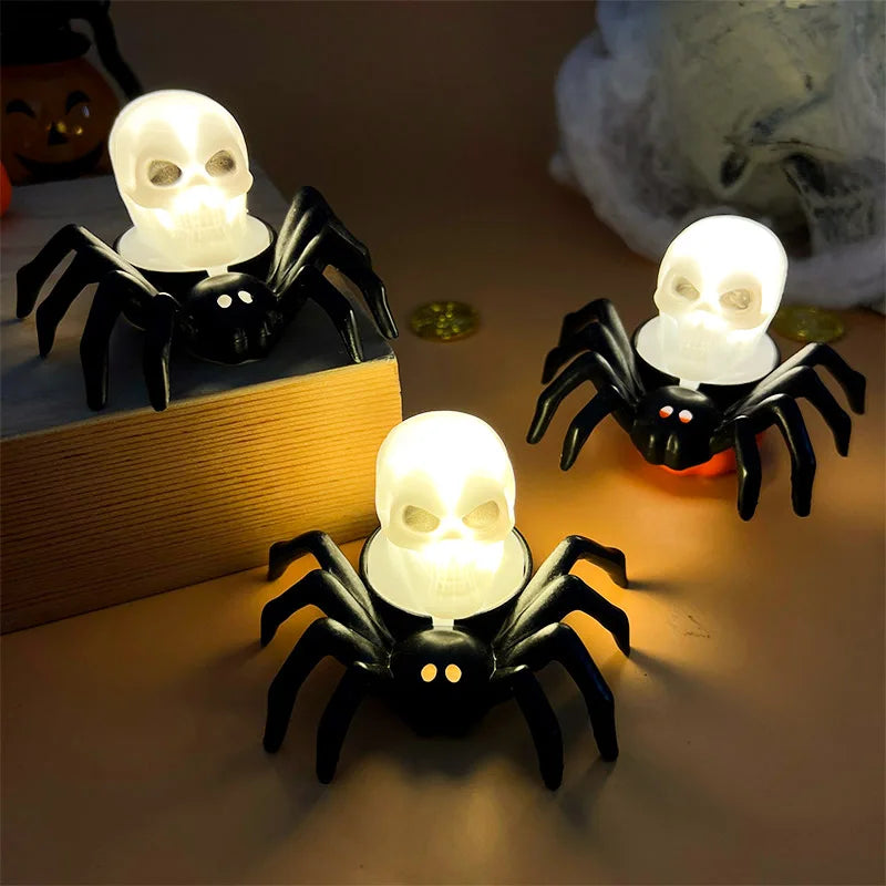 Halloween Decorations LED Candle Light Plastic Spider Skull Lamp for Home Bar Haunted House Halloween Party Decor Horror Props