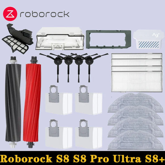 Roborock S8 S8 Pro Ultra S8+ Robot Vacuum Spare Parts Main Side Brushes Mop Cloths HEPA Filters Dust Bags Accessories