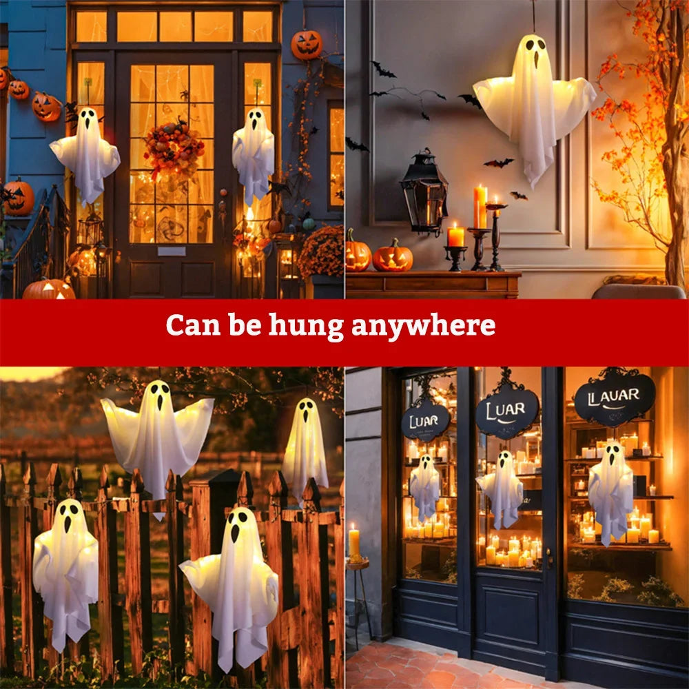 Halloween LED Glow Ghost Lights for Home Indoor Outdoor Hanging Decoration Haunted House Horror Props Bar Supplies 2024 New