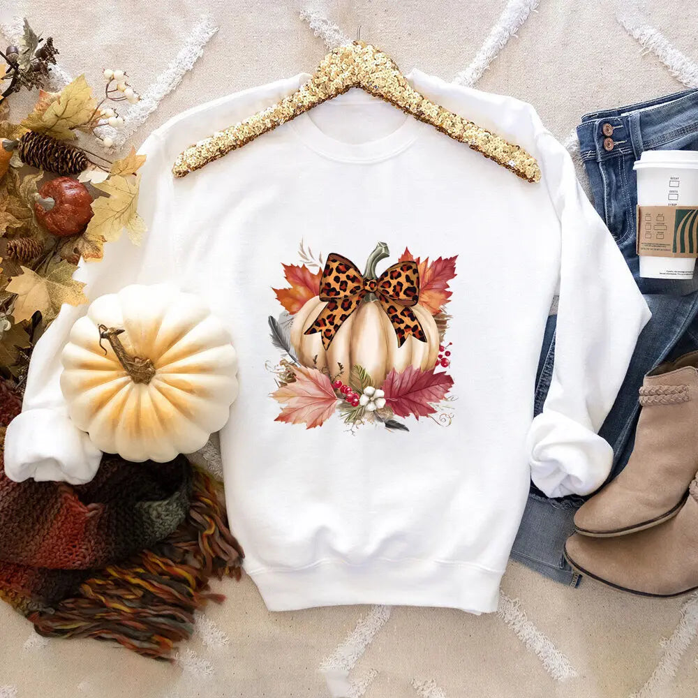 Vintage Pumpkin Fall Sweater for Women Cute Pumpkin Shirts Thanksgiving Sweatshirt Women's Graphic Autumn Tops Clothes