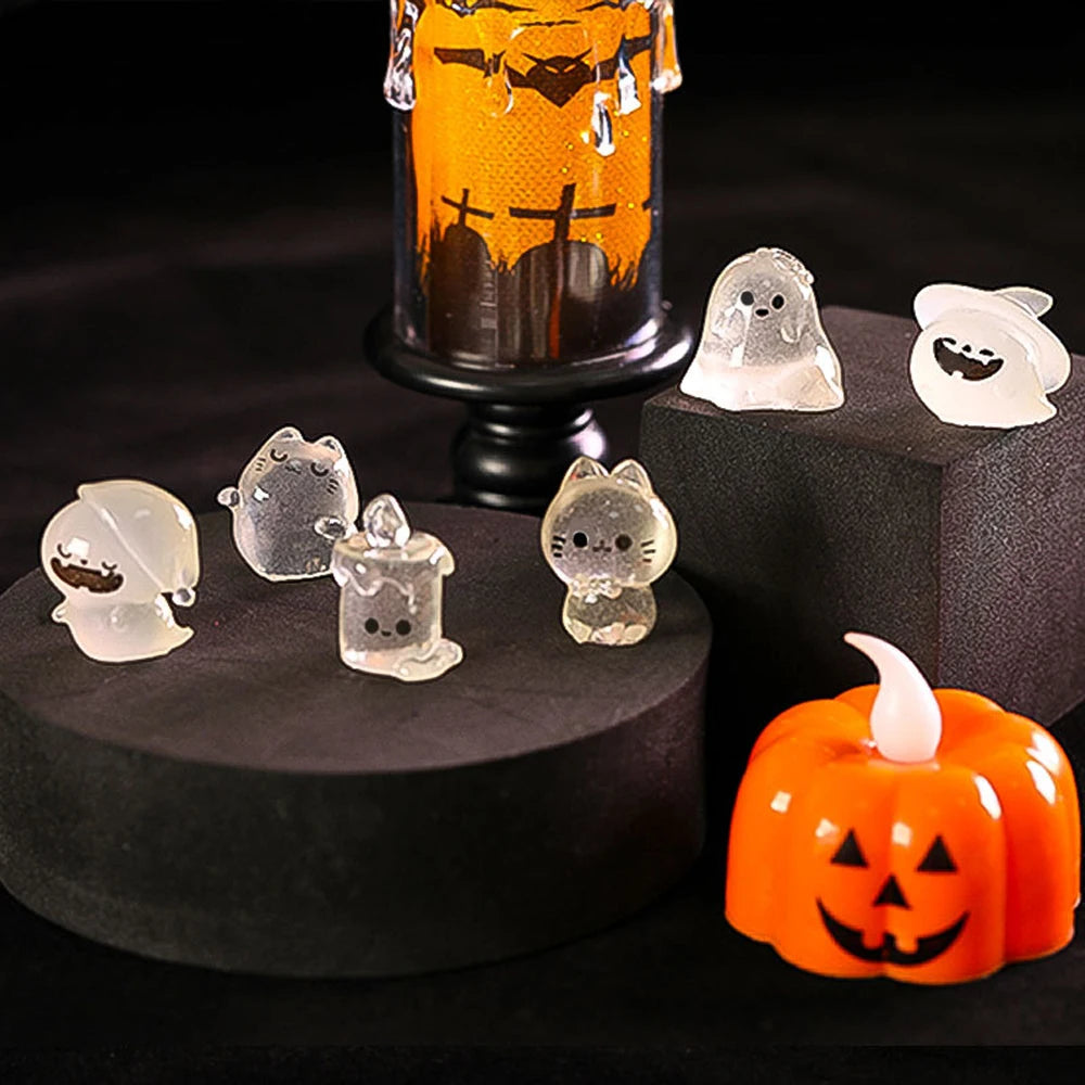 Luminous Micro Landscape Halloween Pumpkin Ghost Ornaments DIY Kit Resin Decoration Outdoor Patio Lawn Yard Garden Accessories