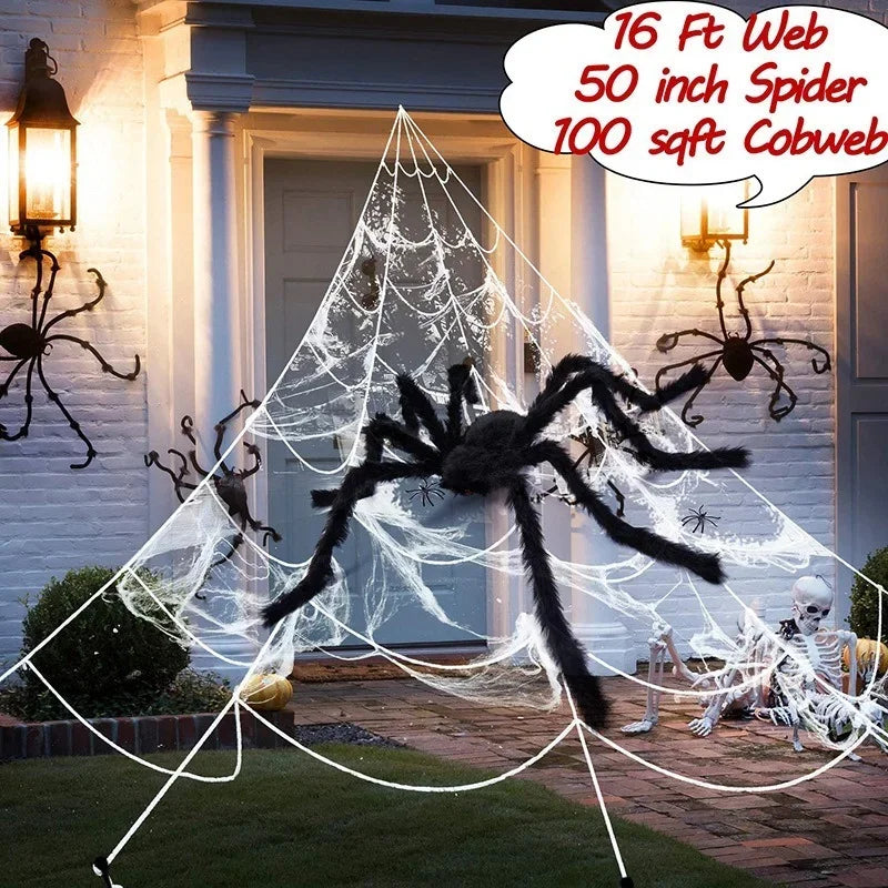 Horror Halloween Spider Web Giant Stretchy Cobweb for Yard Outdoor Haunted House Bar Decoration Supplies Halloween Party Props