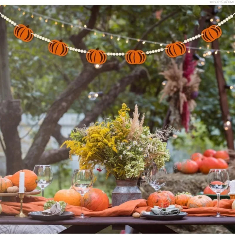 Fall Pumpkin Banner autumn Thanksgiving festival Happy Halloween eve Party Fireplace Mantle Wall home patio garden Decoration