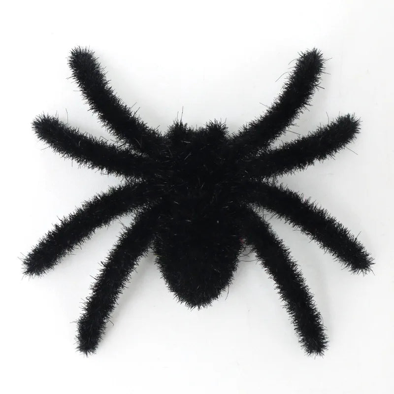 6pcs Flocking Black Spider Halloween Christmas Party Decoration Outdoor Home Bar Haunted House Horror Props Creepy Decoration