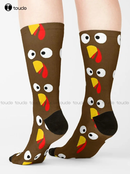 Cute Turkey Thanksgiving Day Halloween Turkey Face Costume Socks Men'S Slipper Socks Comfortable Best Girls Sports Cartoon Girls