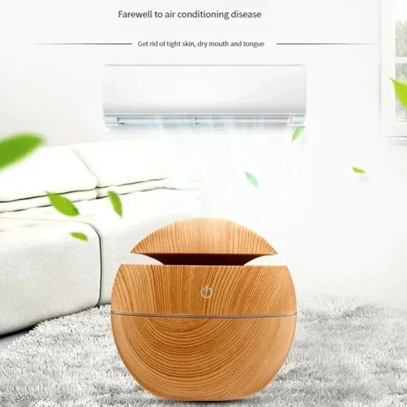 USB Ultrasonic Cool Mist Sprayer Essential Oil Fragrance Mini Home Wood Grain Air Humidifier Electric Air Aroma Diffuser Purifie