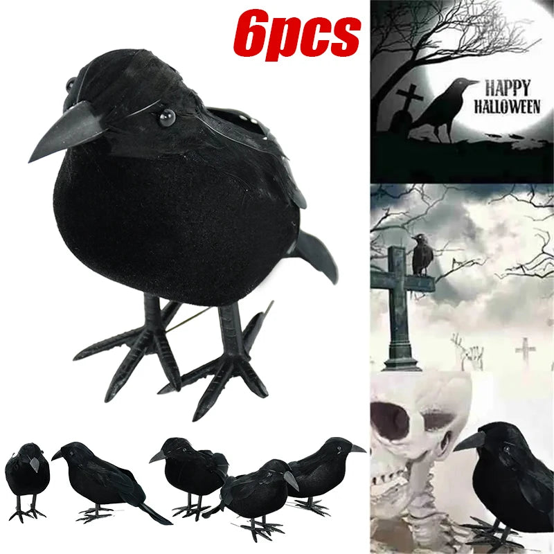 Halloween Decoration Black Crow Model Scary Props Halloween Party Home Garden Indoor Outdoor Decor Simulation Fake Bird Pigeon