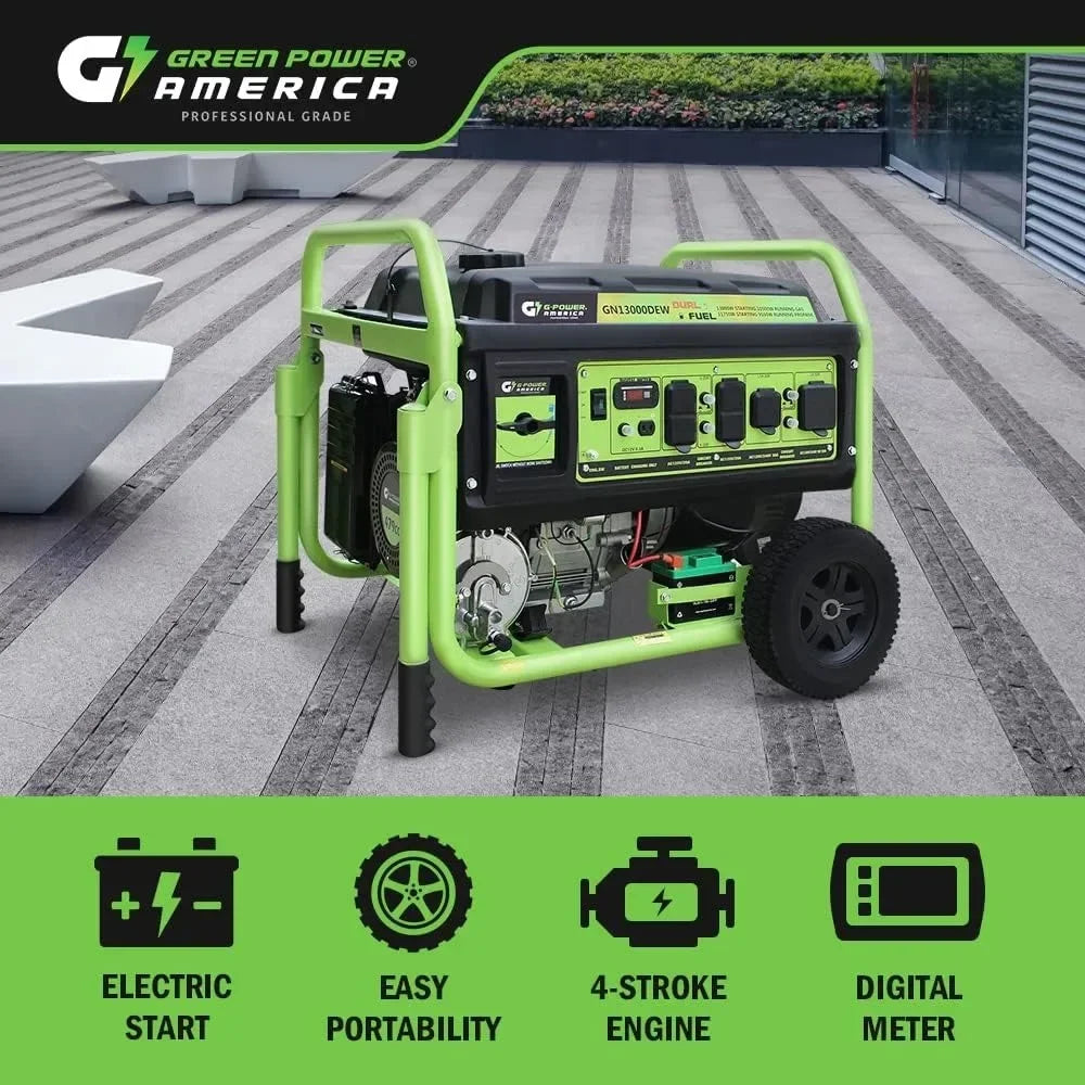 Dual Fuel Portable Generator,Gas or Propane Powered,Electric Start Home Back Up & RV Ready