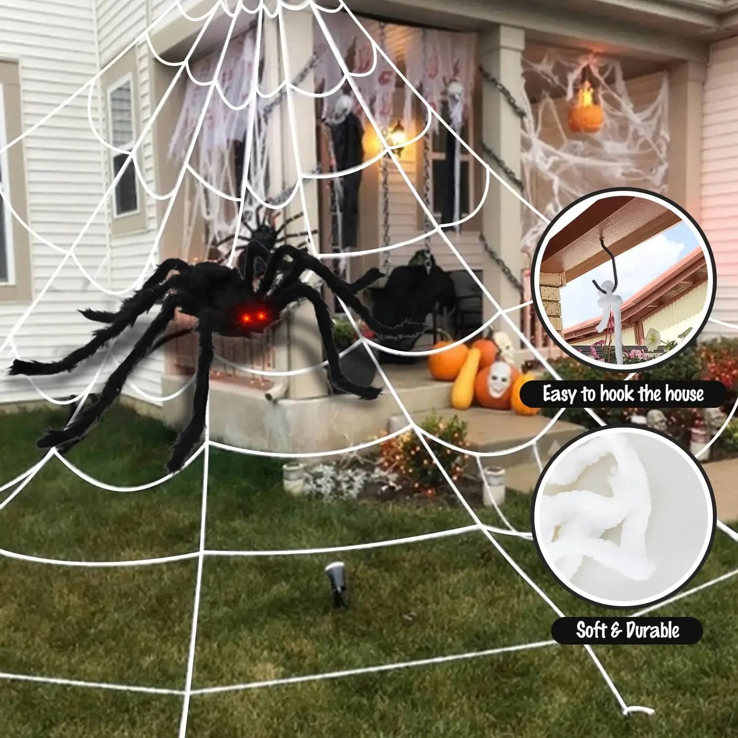 Halloween LED Glow Plush Spider Halloween Decoration Party Props Outdoor Big Spider Decoration Chamber Trick A Prank  Big Spider