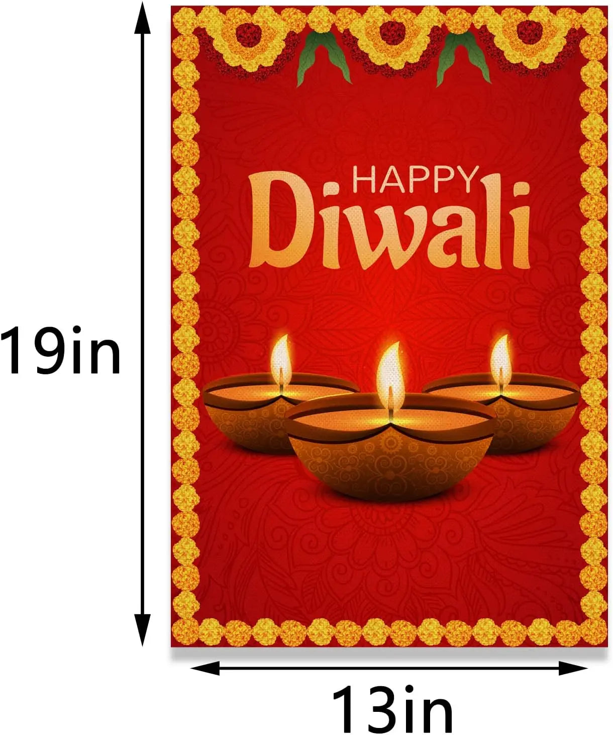 Linen Diwali Garden Flag India Happy Deepavali Festival of Lights Front Yard Porch Outdoor Decoration Sign