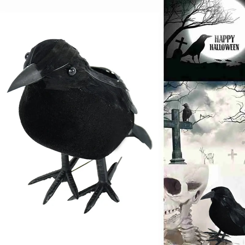 6/1pcs Halloween Black Crow Model Scary Props 2024 Halloween Party Home Indoor Outdoor Decoration Simulation Fake Bird Animal