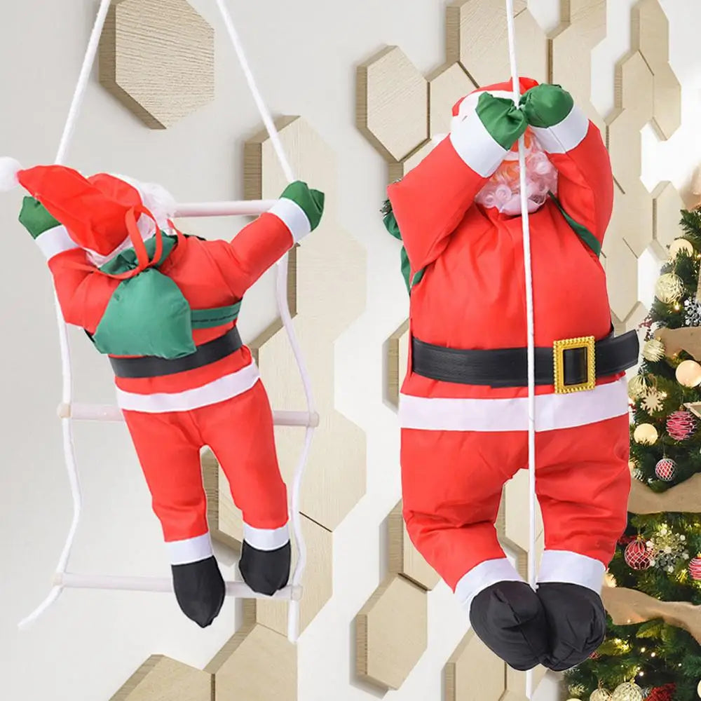 Huge Christmas Santa Claus Climbing Rope Ladder Santa Claus Christmas Tree Decoration Inflation Outdoor Santa Claus Doll Pendant