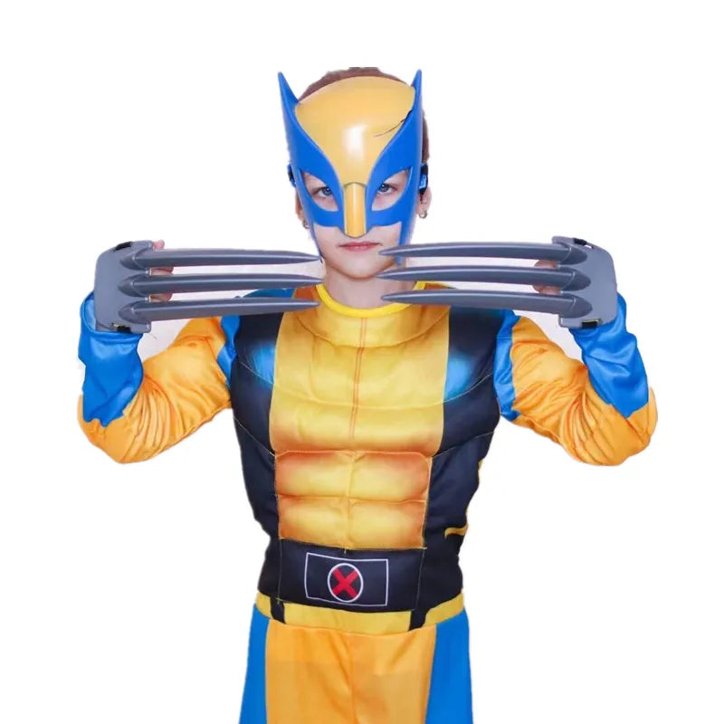 Child Movie Luxury Mask Jumpsuit Wolverine Cosplay Costume Halloween Christmas Kids New Year Costume Superhero Fantasy