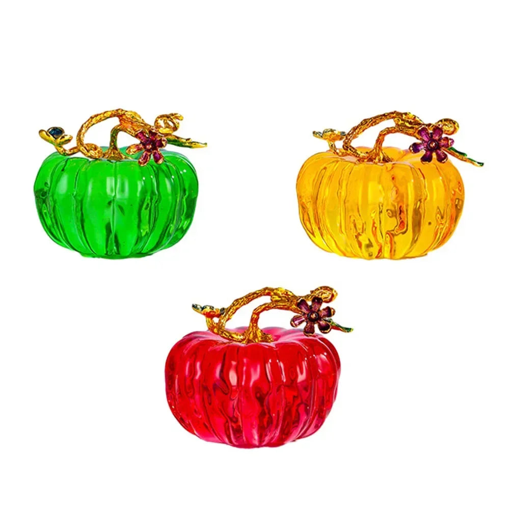 Glass Pumpkin Home Decoration Ornament Room Souvenir Yellow/Red/Green 1 Pc 65mm Creative Brand New